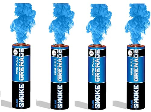 EXCLUSIVE ONLINE Pack of 4 Ring Pull Smoke Grenades Ideal for Paintball Weddings Photoshoots & Special Effects (Blue)