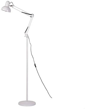 BEL AIR HOME - Lámpara de Pie con brazo articulado ANTIGONA - diseño vintage retro - 1xE27 (BOMBILLA NO INCLUIDA) (BLANCO)