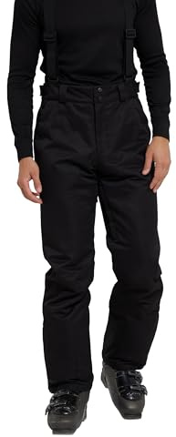 Mountain Warehouse Interstellar Mens Waterproof Ski Pants - Breathable & Thermal Tested Sallopettes with Scuff Guards & Snow Gaiters - Winter Skiing, Sports, Walking Black L