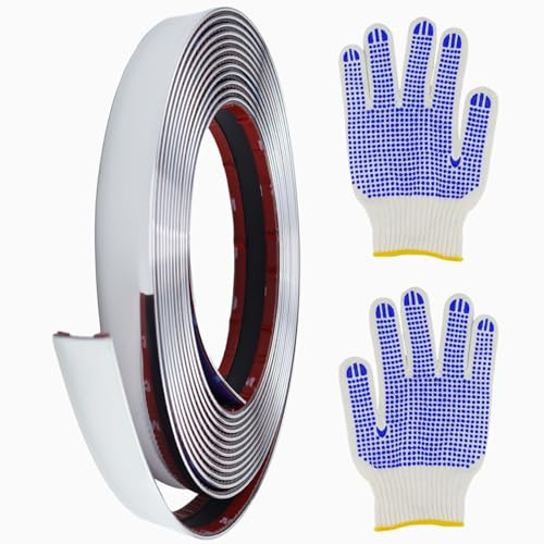 FAELNK Zierleisten Selbstklebend Wand 5M X 20MM Chrom Zierleiste Selbstklebend Silber Edelstahl Wandleisten Mit Schutzfolie Wasserdichte für Wand Tür Decke Möbel Auto