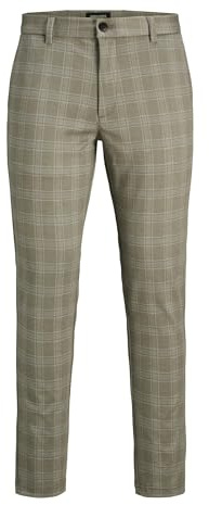 JACK&JONES JPSTMARCO JJCOOPER Structure Chino SN, Abbey Stone/Detail:Check, 34 W/34 L