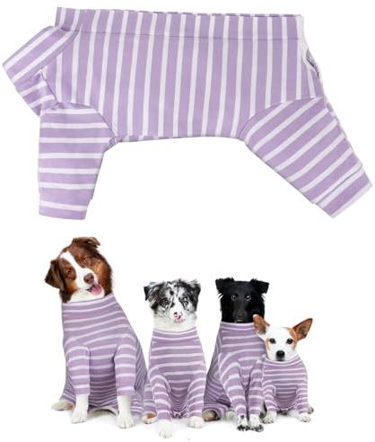 Adiwo Dog Recovery Suit, Surgical Recovery Suit for Dogs Cats After Surgery, Striped Post Surgery Dog Onesie Spay Suit, Bodysuit After Surgery for Large and Small Dogs Puppy（Purple M）