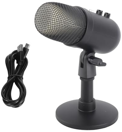 Ylwxzenith MU1000 Condenseur USB Microphone 360 ​​degrés rotatifs avec contrôle du Gain et système de Traitement sonore pour la qualité du Son dans la Diffusion en Direct, la conférence, la