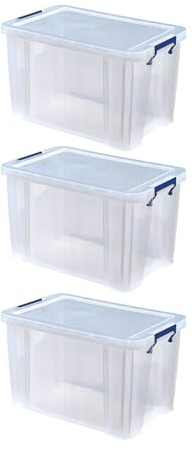 BANKERS BOX ProStore Storage Box 26L - 3 Pack - BPA-Free Heavy Duty Plastic Storage with Clip-Lock Lid - Stackable and Recyclable - Multi-Purpose Office and Home Use