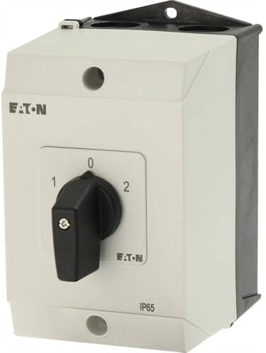 Eaton 207123 Umschalter, Kontakte: 6, 20 A, Frontschild: 1-0-2, 60 Grad, Rastend, Aufbau, Grau, Schwarz