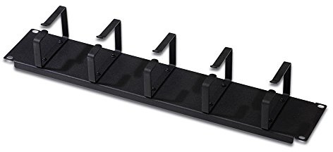 DIGITUS Panel de gestión de cables - 2U - 5 soportes guía 88,5 x 60 mm - 19 pulgadas - Para armarios de red y cables de red - Negro