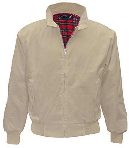 HOMMES CLASSIQUE VINTAGE ANNÉES 1970 BLOUSON BOMBER HARRINGTON RETRO TRENDY TOP SCOOTER VESTE - Beige, XX-Large