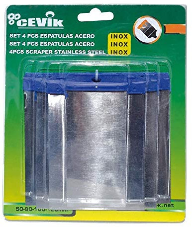 Cevik CE-2240 - Herramienta Manual Juego 4 espátulas carrocero de 60/80/100/120 mm. Acero Inox.