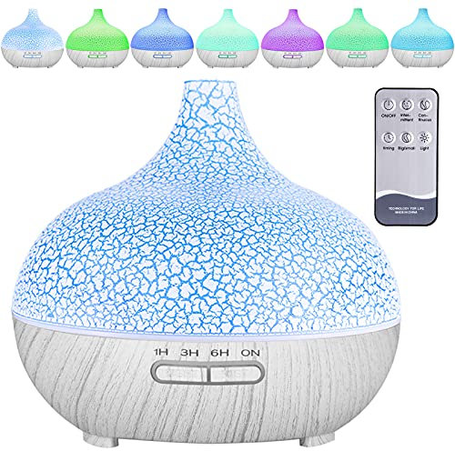 MAISITOO Diffusore di Oli Essenziali,550ml Diffusore di Aromi,Umidificatore Ambiente Fino a 8 Ore di Lavoro,Diffusore Ambiente Luci Notturne 7 Colori,Senza BPA,per Yoga,Spa,Camera da Letto