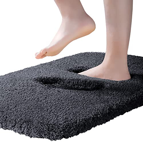 ROLIZOE Ultratjock badrumsmatta matta supermjuk badmatta för badrum halkfri badmatta absorberande badrumsmatta plysch mikrofiber badkar matta för badrum golv handfat matta (50 x 81 cm, svart)