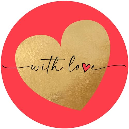 500 Love Stickers with Gold Foiling, 1.5 Inch Size Best Suitable for Anniversary, Birthday's, Valentine's Day Gifting, Decoration,Theme Parties .…