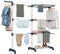 Shrivee 3 Etagen WäScheständer Turm 75-200cm Ausziehbarer mit 2 Drehbare Flügeln Hoch 180cm Platzsparend Clothes Drying Rack mit Rädern für Wohnung, Balkon & Garten (BlauWeiß)