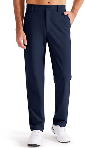 Libin Pantaloni da Golf Uomo Classic Fit Flat Front Abito da Lavoro Pantaloni Stretch Casual Pantaloni Leggeri con Tasche