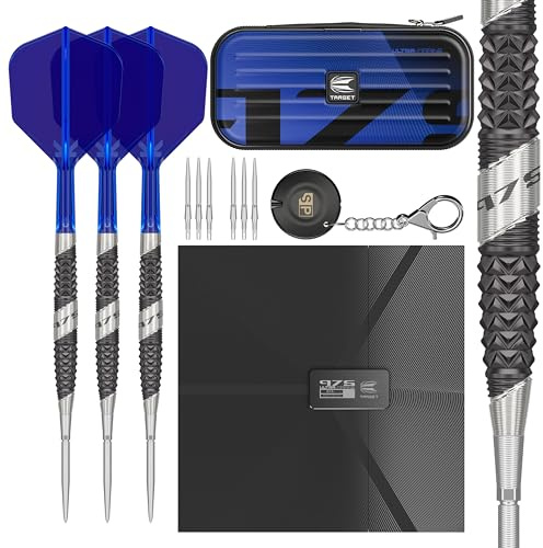 Target Darts 975 Ultra Marine 03 24G 97.5% Tungsten Steel Tip Darts Set - Swiss Point Darts with K-Flex Integrated Flight and Shaft – Includes Dart Takoma Wallet, SP Tool, Dart Tips