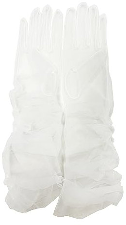 ZUYPSK DRHOM Braut Vollfinger Handschuhe Lange Hochzeit Arm Stulpen Brautstulpen aus Transparent Tüll Elegante Cocktail Party Ball Accessoires (Weiß, Einheitsgröße)