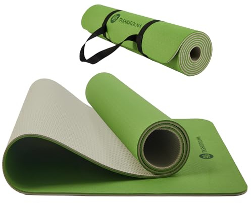 TASHIDROLMA Yogamatte Rutschfest, TPE Gymnastikmatte Mit Tragegurt, Sportmatte Für Fitnessstudio, Zuhause, Reisen, 183x61cm Dicke 6 mm
