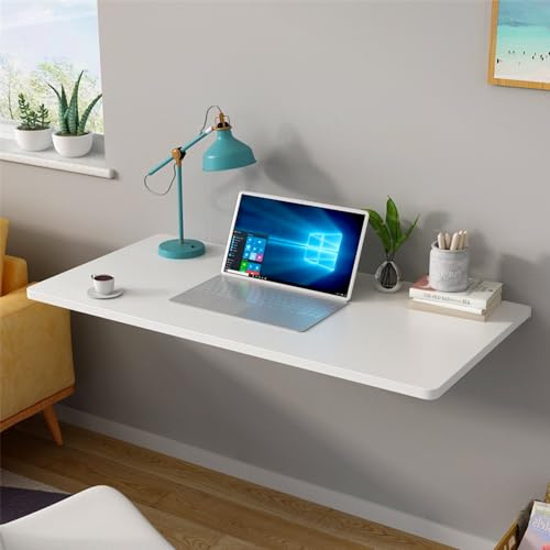 HUOLE Wandklapptisch,Tischplatte, Holzplatte Akazienholz massiv, Baumkanten-Platte für Heimwerker, Arbeitsplatten, Tische & Fensterbretter-80 * 50 * 1,6 cm – Weiß