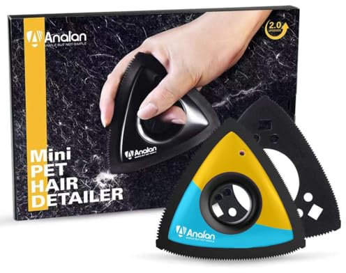 ANALAN Brosse Anti Poils Animaux, Mini Epilateur de Poils d'animaux pour Chiens et Chats, Brosse pour Voitures, Tapis, Peluches, Canapé et Meubles(avec 1 Lame supplémentaire) (Bleu Clair)
