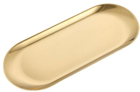 Vassoio ovale in acciaio inox, vassoio decorativo dorato, vassoio ovale per trucchi, piatti, per evitare scivolamenti, piatto, addensato decorativo