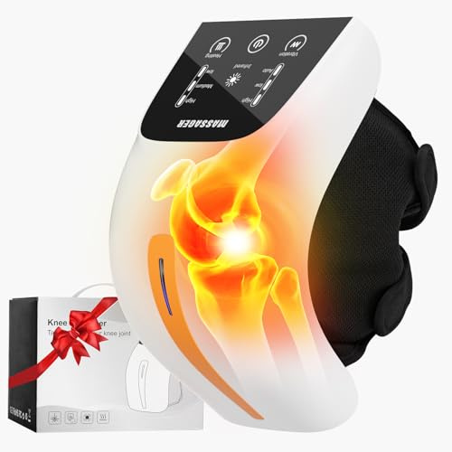 Zrwuldu Massaggiatore per Ginocchio Senza Fili, Tecnologia Laser,Massaggiatore per Ginocchia con Touchscreen a LED e 3 Livelli di Calore e Vibrazione per Alleviare i Dolori Articolari