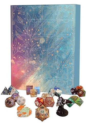 Adventskalender set - tärning adventskalender för spel 2024, fängelsehålor drakar tärningar adventskalender, jul nedräkning prydnad, 24 dagar nedräkning till jultärningsset