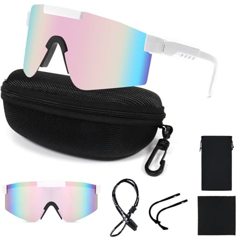 Sport-Sonnenbrille, polarisiert, Fahrradbrille, Herren, Damen, UV400-Schutz, verstellbare Geschwindigkeitsbrille, für Radfahren, Laufen, Skifahren, Golf, Motorrad, Rosa