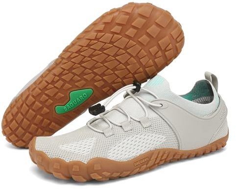 SAGUARO Barefoot Hombre Mujer Zapatillas Minimalistas Calzado Minimalistas Zapatillas de Trail Running Exterior Zapatos Barefoot Gris Claro,Gr.39