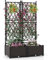 COSTWAY Garden Planter with Trellis, Weather-Resistant Trough Grow Box with Self-Watering Device and Drainage Holes, Indoor Outdoor Raised Garden Bed for Climbing Vine Plant (80 x 40 x 128 cm)