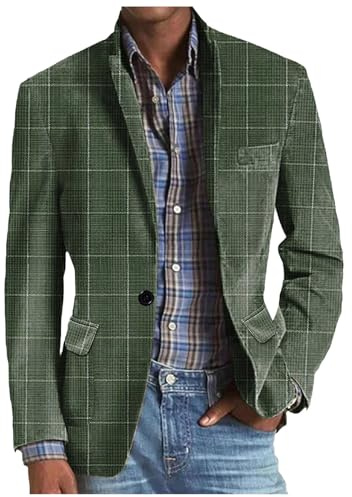 Duohropke Chaqueta de traje para hombre, estilo vintage, a cuadros, blazer 2024, corte regular, moderna, sacos informales, chaqueta de traje a rayas para hombres, traje de negocios para bodas, fiestas