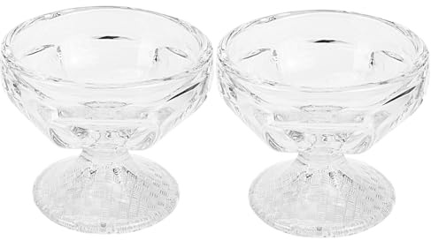 DECOMELODY 2 pezzi Ciotole in Vetro Trasparente per Dessert Design Base Alta Coppette Riutilizzabili per Yogurt Gelato e Pudding e Ristoranti