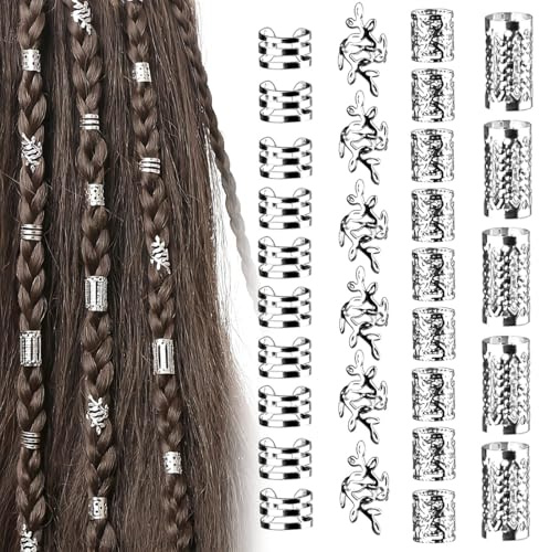 Cabello Trenzas De Metal Accesorio, 40 Pcs Bobina Joyería El Cabello Anillos, Anillos Pelo Ajustable, Accesorios Pelo Estilo Pirata, Anillos para Trenzas, Para Trenzas Para Hombres y Mujeres