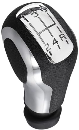UTTASU Pomo de palanca de cambios de 5 velocidades para Peugeot 206 207 208 307 308 3008 407 408 508 C5, perilla de palanca de cambios de piel sintética con detalles cromados, 115 mm de altura, 18 mm