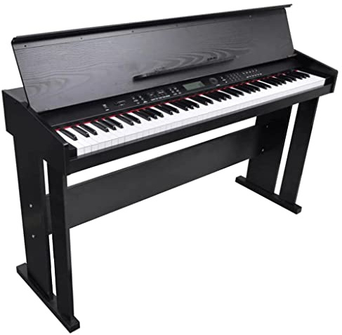 Runheo Piano eléctrico digital E con 88 teclas, bandeja para partituras y pantalla LCD, 128 sonidos, 100 ritmos, función de grabación para ejercicio, enseñanza, salón y escenario
