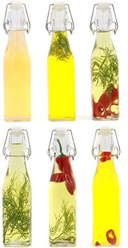 Clip Top Glass Bottles – 500ml Set of 6 – Airtight Swing Top Bottles for Home Brewing, Kombucha, Oil, Vinegar, Cordials & Water – Leakproof Cruet Dispensers – Vintage Clear Glass – M&W