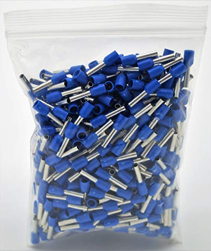 Lot de 500 embouts de câble partiellement isolés bleus 2,5 mm2 x 10 mm refermables
