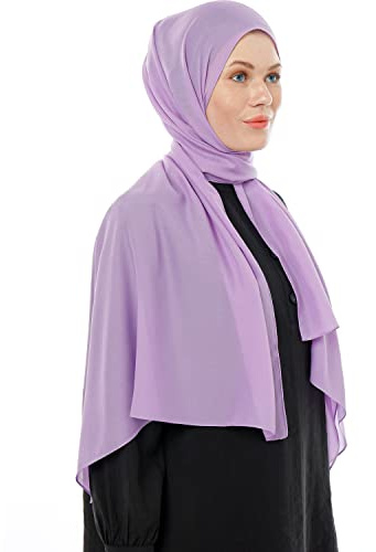 Hijab Chiffon Ligero para Mujer - Elegante Hijab Gasa Islámico - Pañuelo Musulmán Transpirable - Sasa Suave y Sedosa Pañuelo - Chal Chiffon Para Damas - Bufanda Accesorio Islámica (Morado Claro)