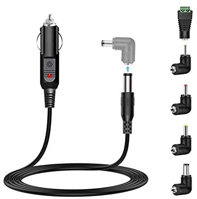 Chargeur de Voiture Universel 12V Allume-Cigare Alimentation connecteur câble pour Lecteur DVD climatisation LED Navigation Satellite télévision caméra CCTV GPS pour Camping et Voyage (LED)