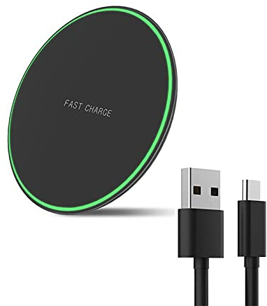 Wireless Charger for Samsung Galaxy S24/S24+S23/S23+/S22/S22+/S21/S20/S20+/S10/S9+/S9/S8/S8+/S7/Note10/Note9/Note8, 15W Wireless Charging Pad with USB-C for Samsung & iPhone Black(No AC Adapter)