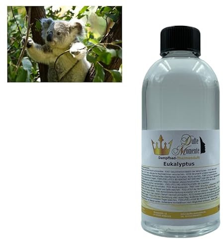 Dufte Momente Dampfbad Duftkonzentrat Eukalyptus 500ml – klarer Wellnessduft mit naturreinem ätherischem Eukalyptusöl – für Dampfbäder, Verdampferanlagen & Dampfduschen – vegan, Made in Germany