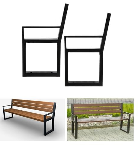 QLS Bankbeine Bankgestell Gartenbank Parkbank Bankfüße aus Stahl 2 Stück Schwarz (Modell 02004A)