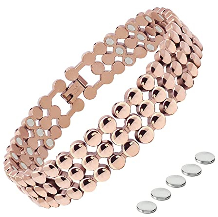 JEROOT Bracciale Magnetico Terapeutico ad Alta Potenza, Braccialetto Magnetico da Donna in Acciaio Inossidabile, Regolabile con strumento di rimozione