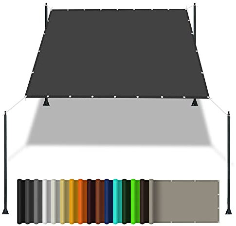 Sonnensegel Rechteckig 3 x 4 m Rechteckig Wasserdicht UV Schutz Sonnensegel Wasserdicht im Freien Wasserabweisend Uv Schutz für Balkon Garten Terrasse, Dunkelgrau