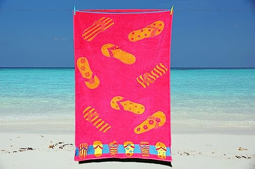 Beach Towels Large for Adults Large Size for sun lounger towel Soft velour cotton with quick dry terrytowel reverse Couple beach towel sets mix & match for family pool towel (flip flop)