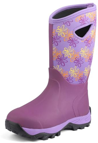 Hellorain Women's Rain Boots, Neoprene Rubber Boots, Waterproof Insulated Barn Boots, Girls Mud Working, Gardening, Farming, Fishing wadooks