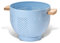 Scolapasta in Metallo con Manico in Legno, 22 cm, Rivestimento in Polvere di Sicurezza Alimentare, Grande Colapasta da Cucina con Base Stabile, Perfetto per Pasta, Frutta, Verdura (Blu)