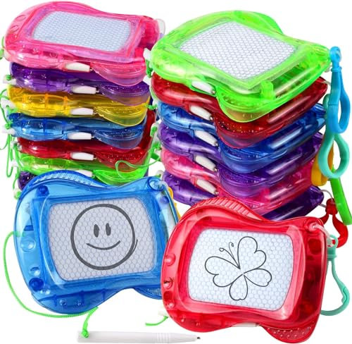 Piucrty Mitgebsel Kindergeburtstag Mini Maltafel Zaubertafel Schlüsselanhänger Kinder 12Pcs Nützliche Gastgeschenke Kleinigkeiten Give Aways Tombola Preise Pinata Füllung Party Beschäftigung