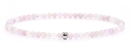Echtes Fliederjaspis Edelstein Armband mit facettierten 3mm Perlen - verschiedene Längen - Heilstein Schutzstein Edelsteinarmband Glücksbringer Talisman Geschenk (Fliederj., 14CM)