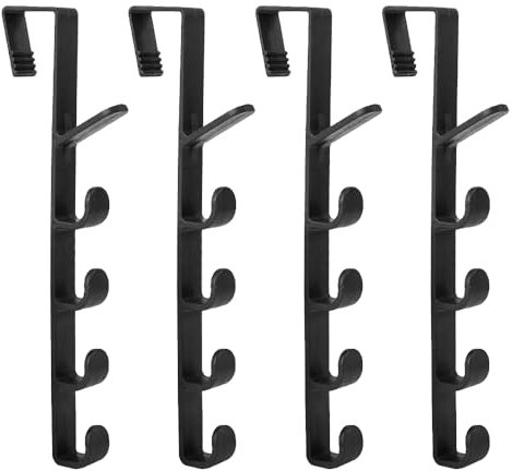 YANWANDEFA 4 Pack Over The Door Hooks Vertical Over Door Hanger Over The Door Towel Rack for Coats Hats Bags Clothes Towels Plastic Black