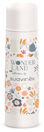 Suavinex, Termo Líquidos para Bebé. Termo Acero Inoxidable con Cierre Hermético y por Pulsación. Bebidas Calientes y Frías. Termo Agua Caliente. Ideal Preparar Biberones. 500 ml. Wonderland, Flores