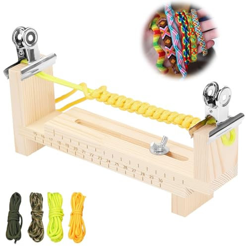 TXXATX Paracord Jig Paracord Armband Set Holz Paracord Zubehör Armband Knüpfen mit 4 Stück Fallschirm Schnur Freundschaftsbänder Knüpfen Armband Maker für Armbänder Flechten DIY Armbändern